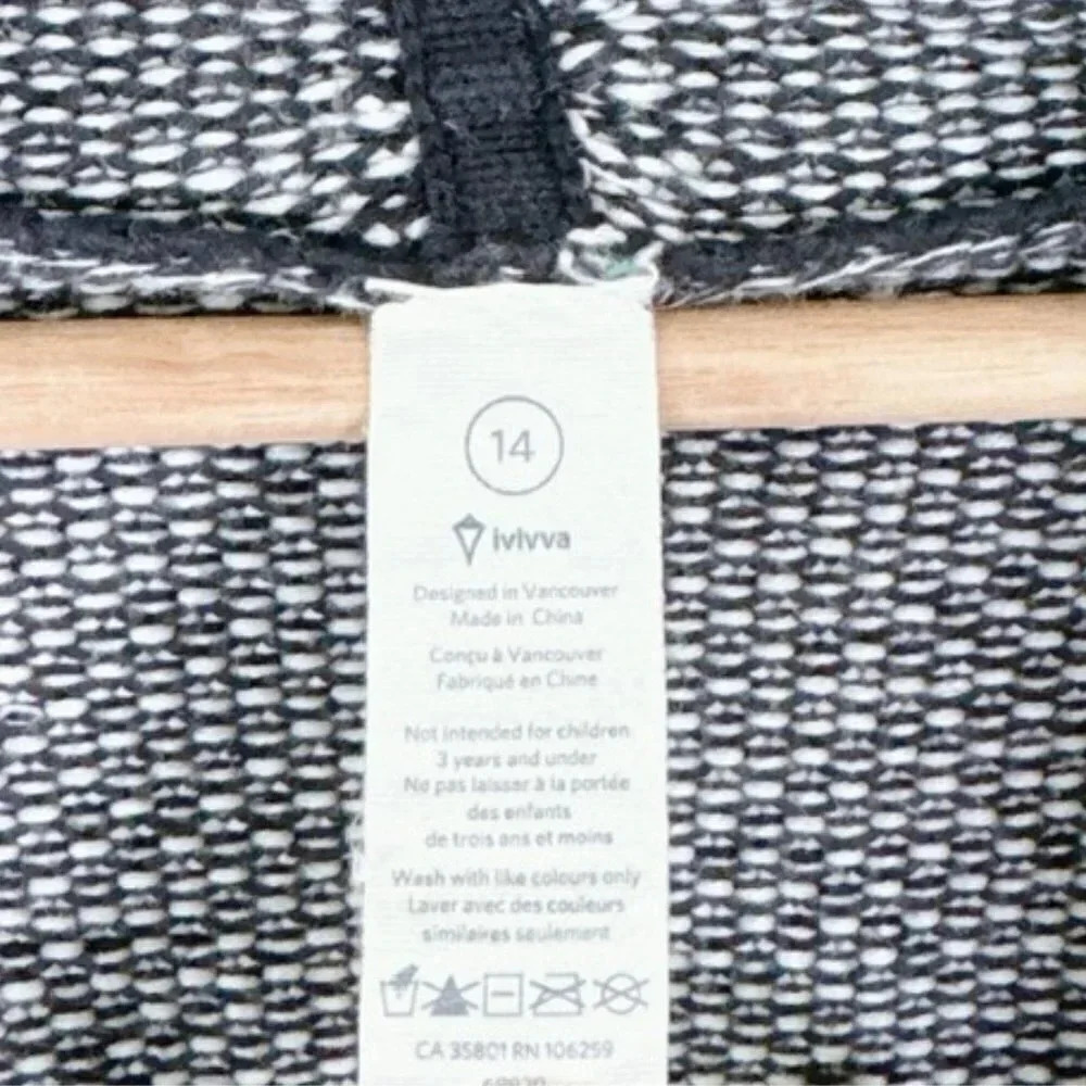 Ivivva Girls Size Feeling Toasty Cardigan  Black Grey Stripe Wrap - Picture 11 of 16